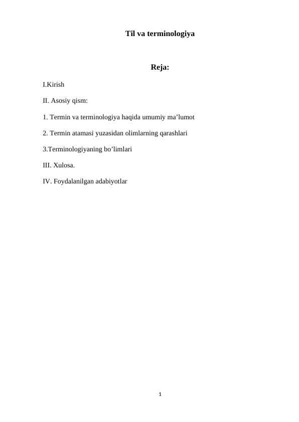 Til va terminologiya