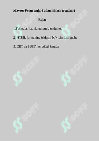 Form teglari bilan ishlash (register)