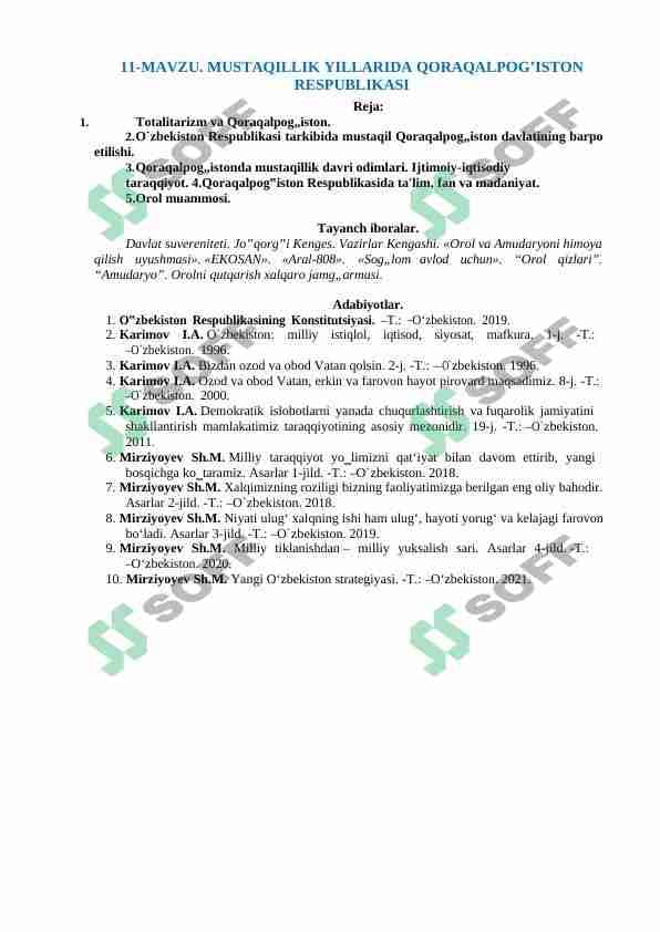 MUSTAQILLIK YILLARIDA QORAQALPOG’ISTON RESPUBLIKASI