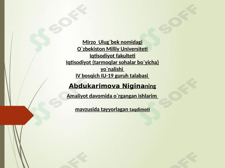 Amaliyot hisoboti. Xususiy korxonaning buxgalteriyasi, tashkiliy tuzilmasi