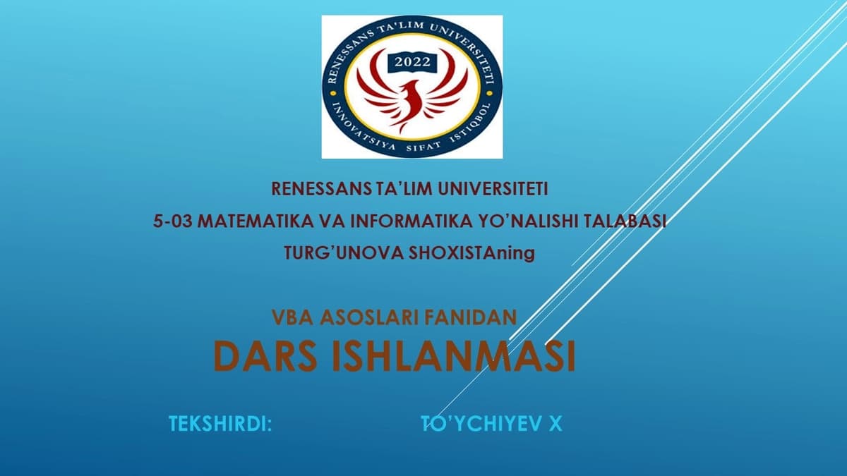 VBA asoslari