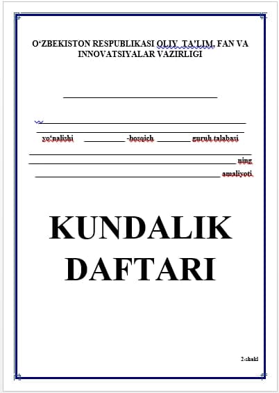 Malakaviy amaliyot daftarchasi