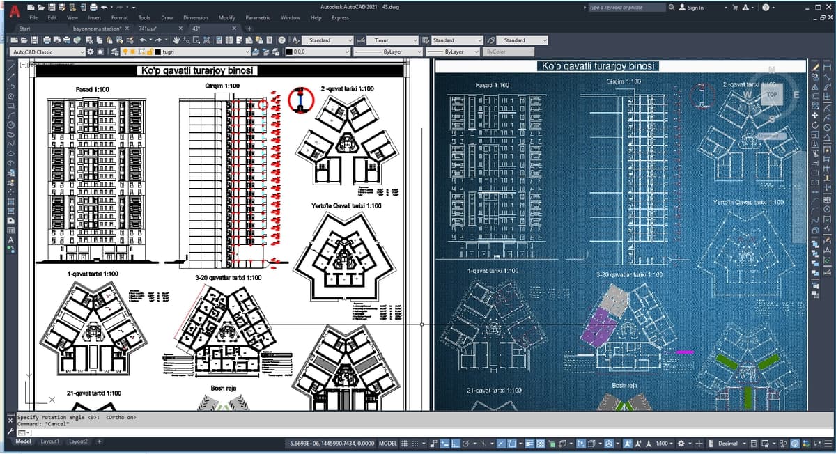 Ko'p qavatli turar-joy binosi .DWG AutoCAD varianti.zip
