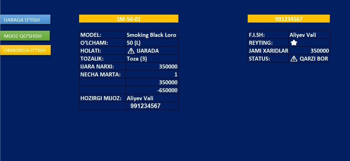 Ijara biznesi uchun CRM. Qidiruv paneli va foydalanish yo'riqnomasi bilan birga