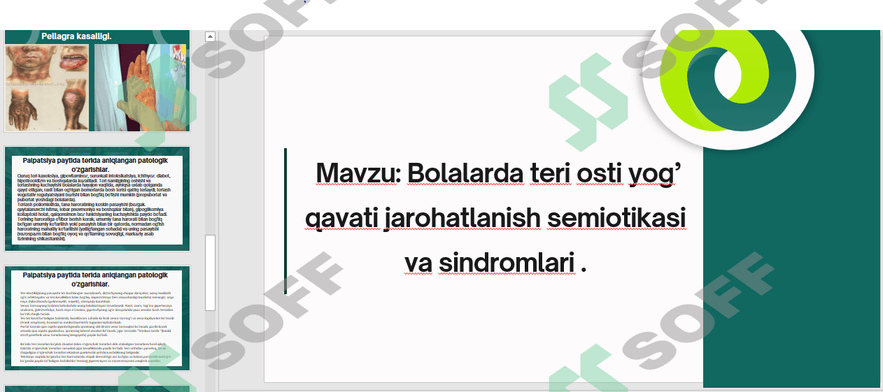 Teri osti yog' qavati zararlanishlari semiotikasi va sindromlari.