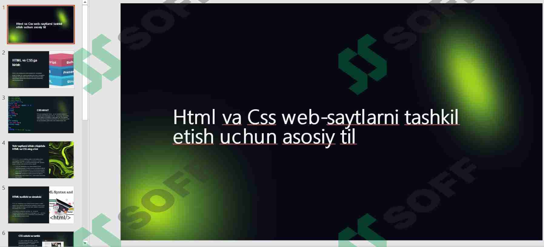 Html va Css web-saytlarni tashkil  etish uchun asosiy til
