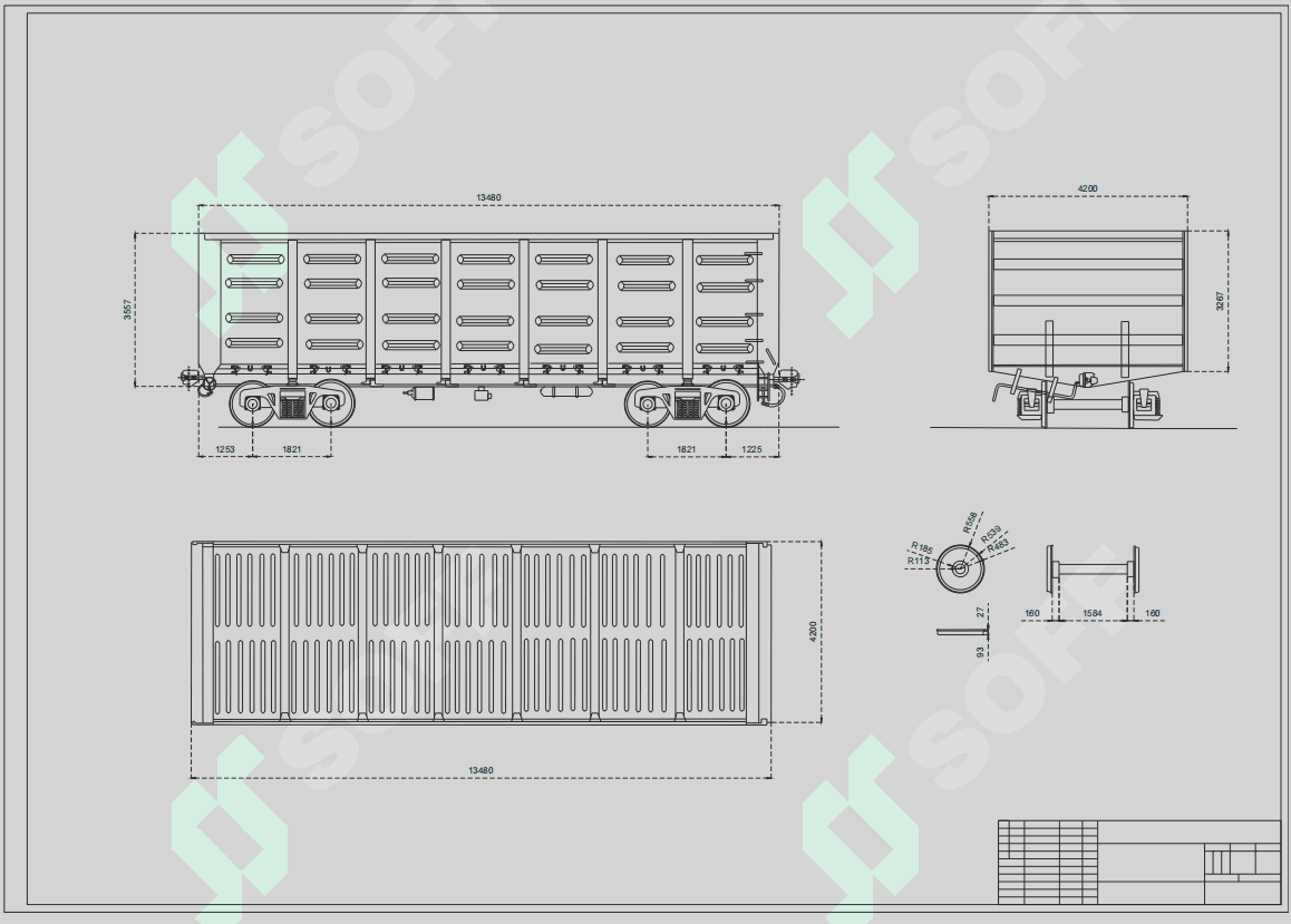 poyezd vagon chizmasi AUTOCAD DWG, PDF formatda