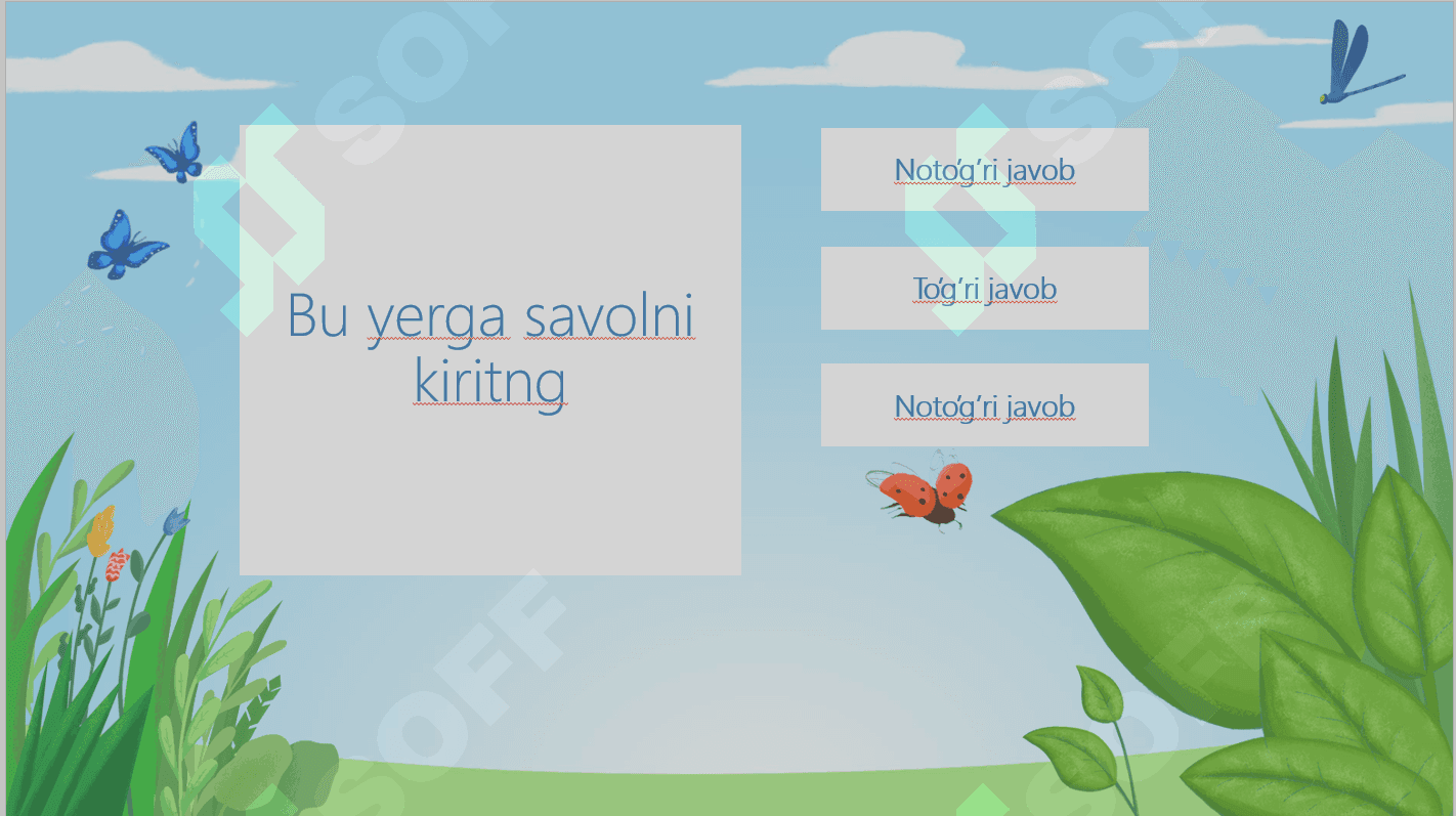Interaktiv test taqdimotini yarating