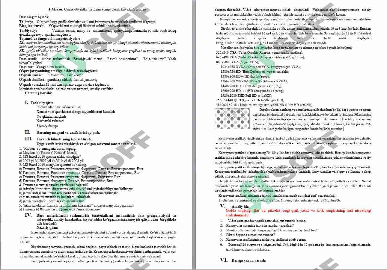 11-sinf informatika va axborot texnologiyalari 68 soat