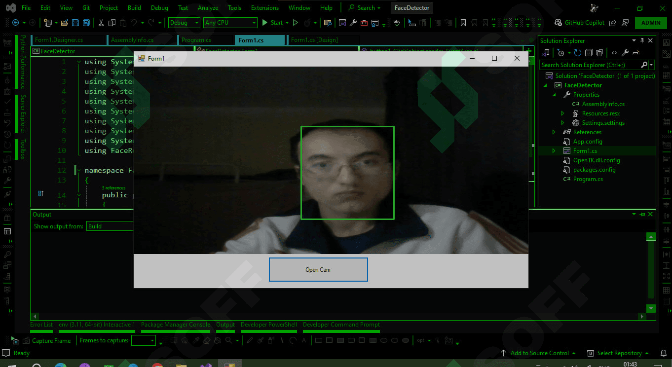 C# da Webcamera FaceDetector ilovasi