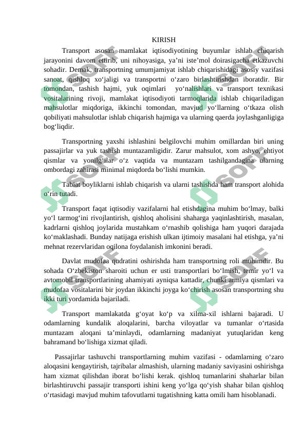 MARSHRUTLASHTIRISHNI TRANSPORT MASALASIGA KELTIRIB YECHISH