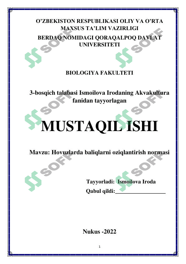Hovuzlarda baliqlarni oziqlantirish normasi