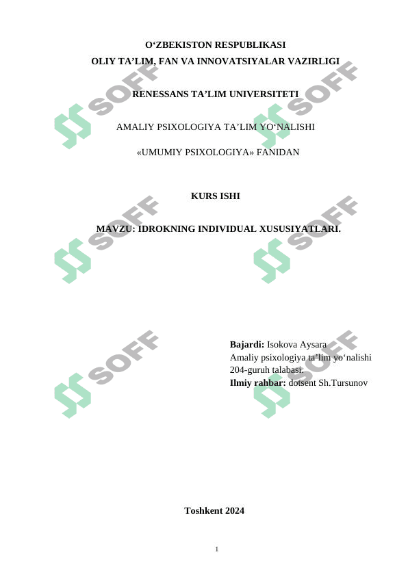 Idrokning individual xususiyatlari.