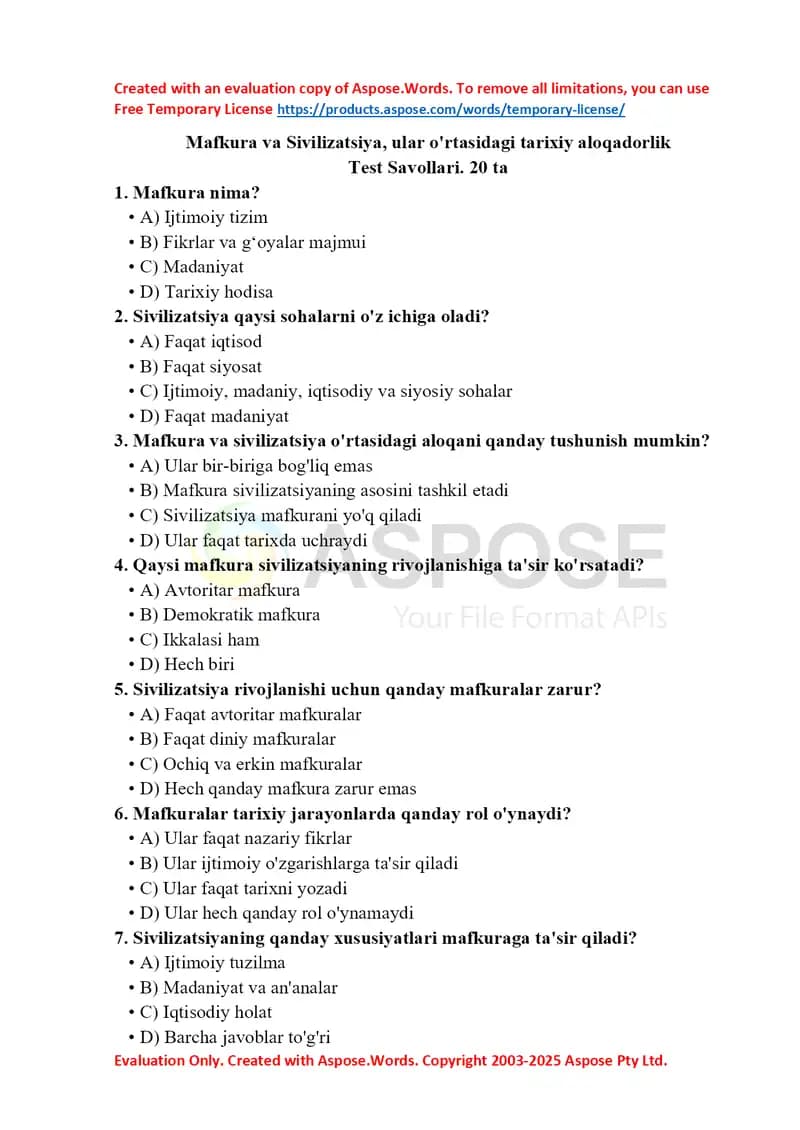 Mafkura va Sivilizatsiya, ular o'rtasidagi tarixiy aloqadorlik