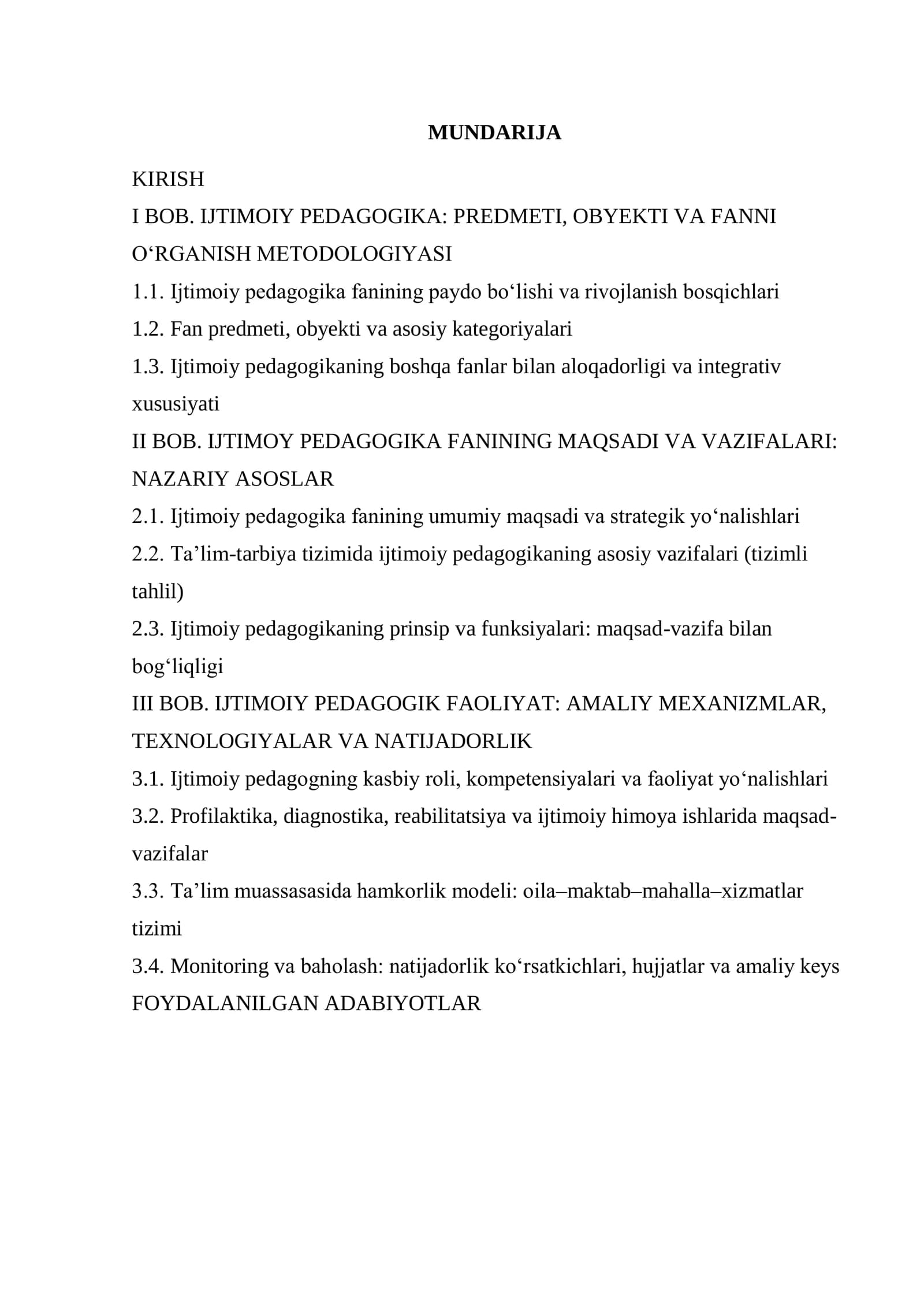 IJTIMOY PEDAGOGIKA: PREDMETI, OBYEKTI VA FANNI