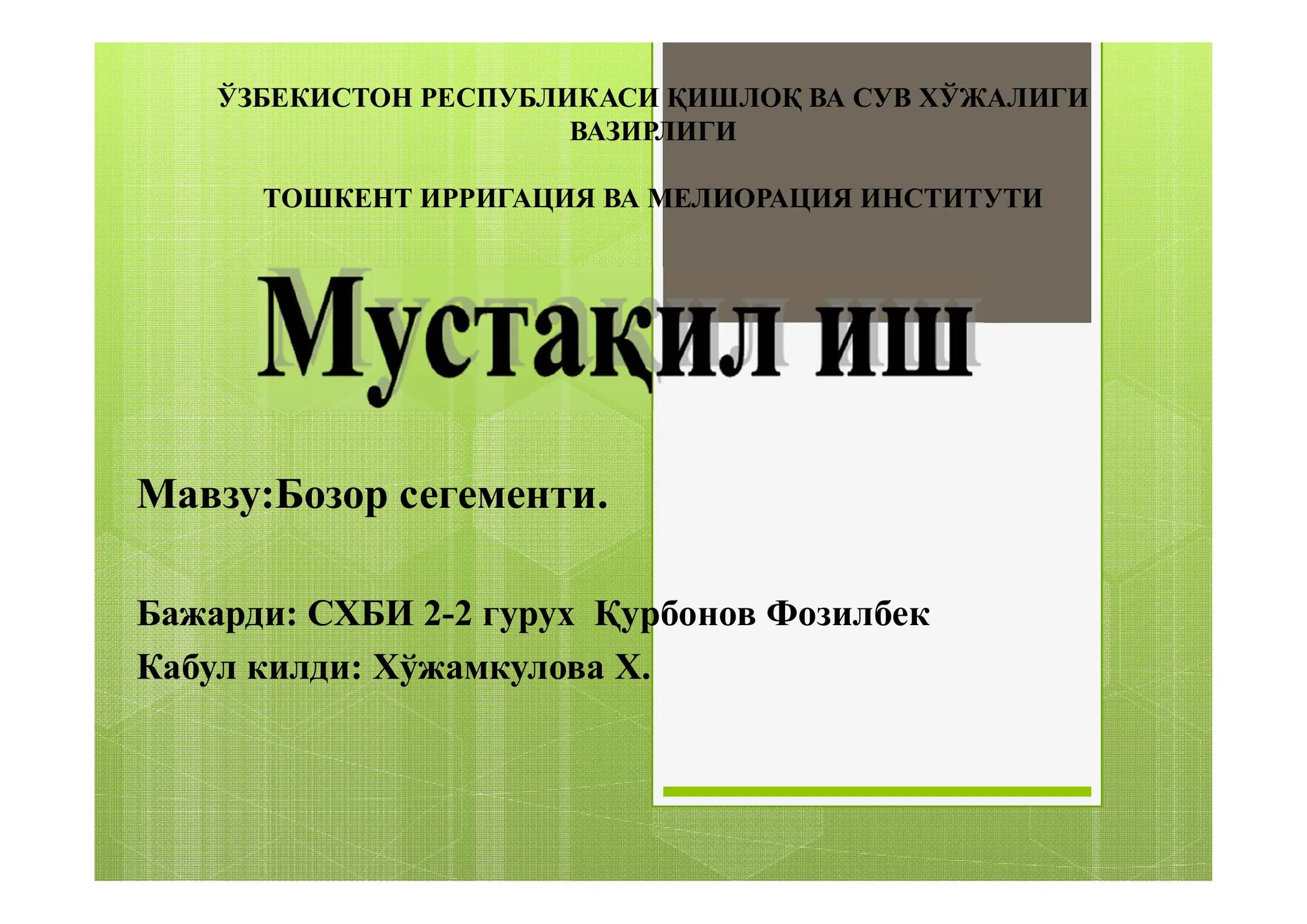 Бозор сегменти