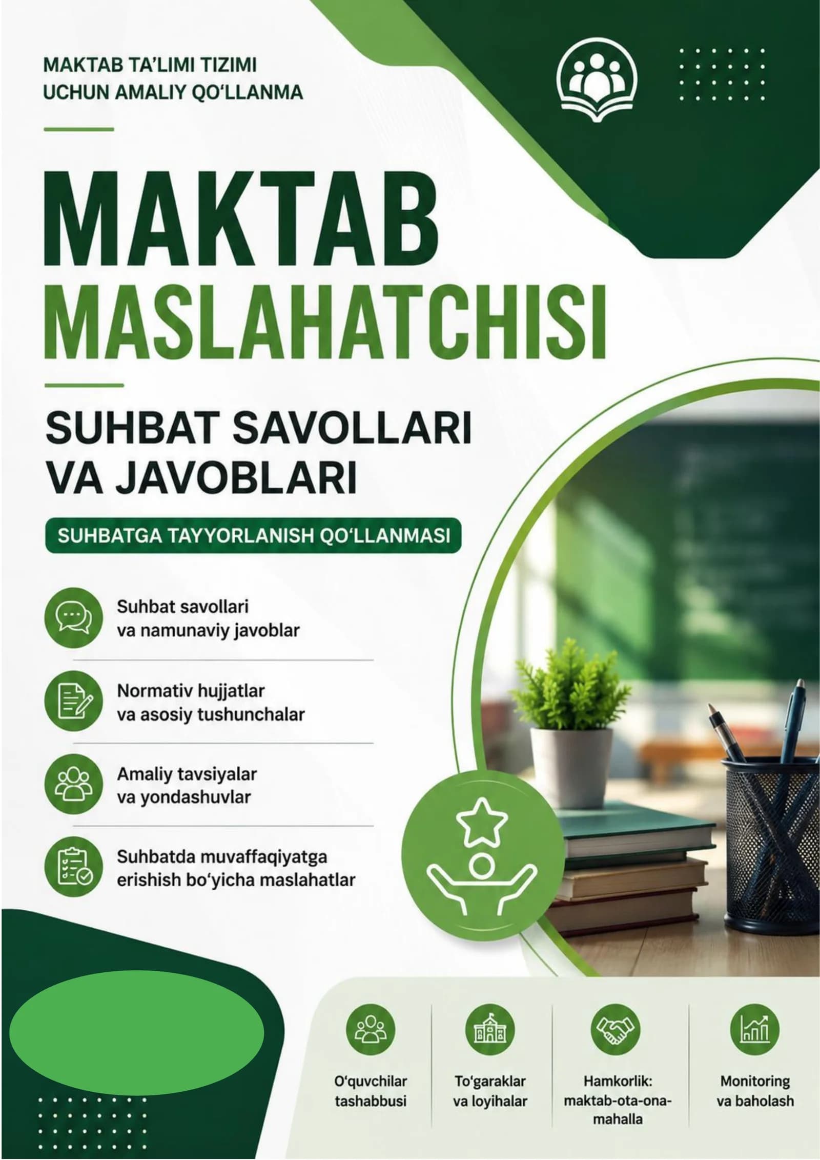 Maktab maslahatchisi Suhbat savollari va javoblari