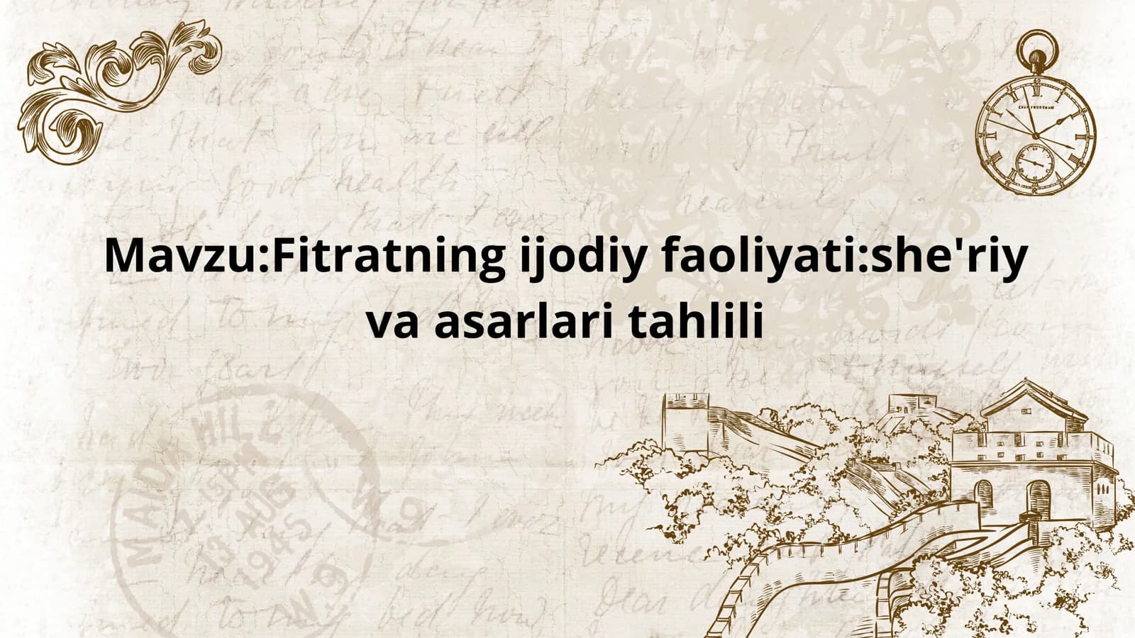 Fitratning ijodiy faoliyatishe'riy va asarlari tahlili
