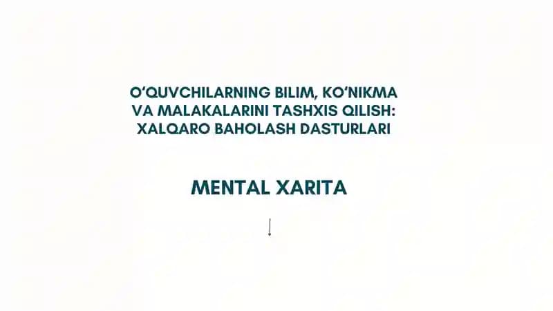 Mental xarita - Oʻquvchilarning bilim, koʻnikma va malakalarini tashxis qilish Xalqaro baholash dasturlari