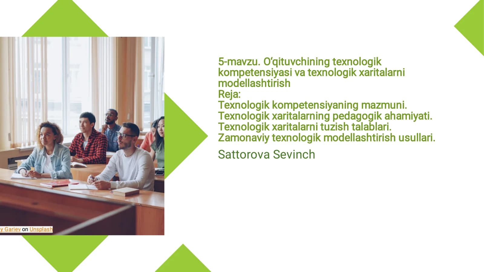 O‘qituvchining texnologik kompetensiyasi va texnologik xaritalarni modellashtirish