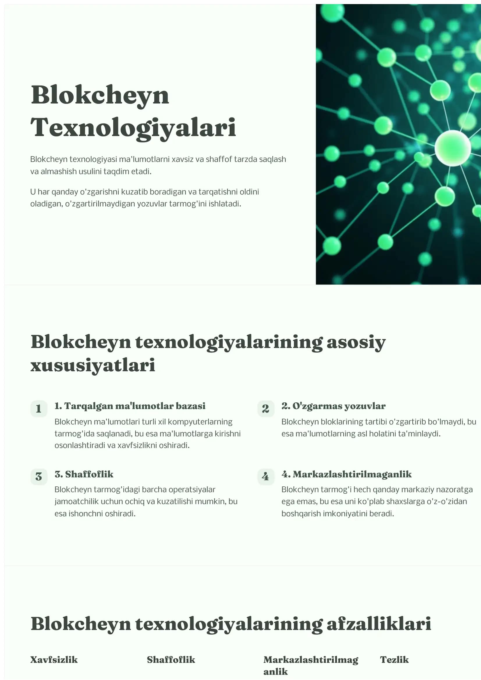 Blokcheyn-Texnologiyalar mavzusida taqdimot