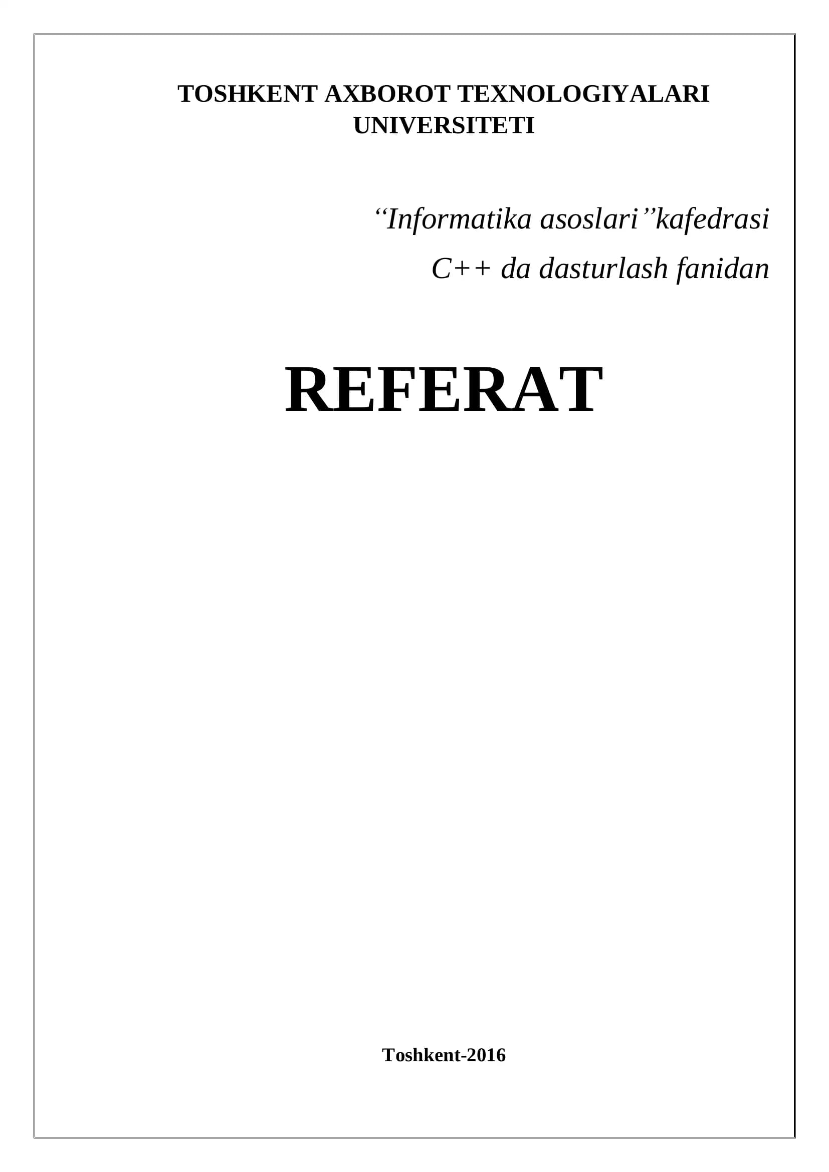 REFERAT Toshkent-2016