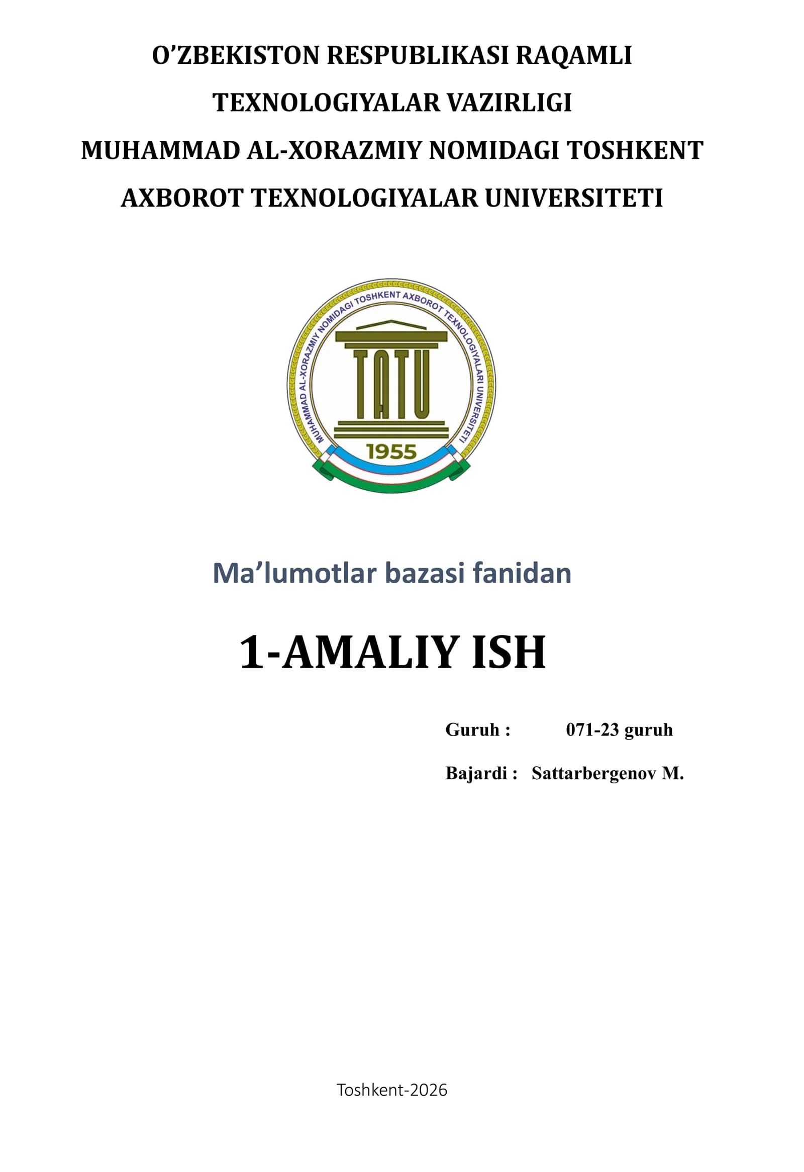 Ma’lumotlar bazasi loyihalash