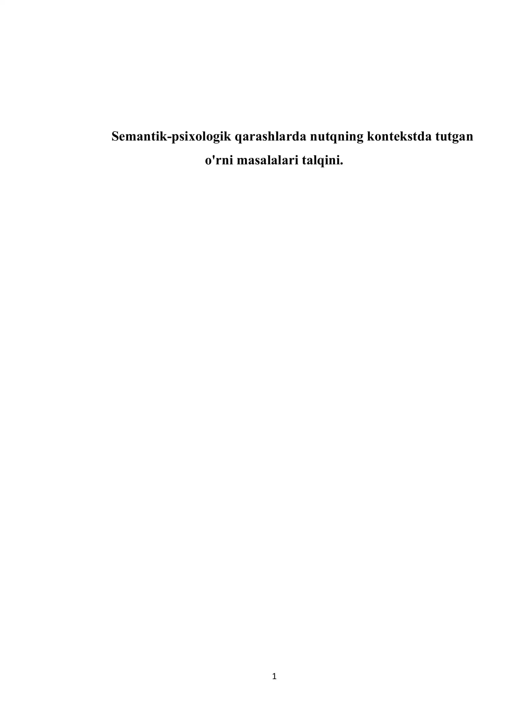 Semantik-psixologik qarashlarda nutqning kontekstda tutgan