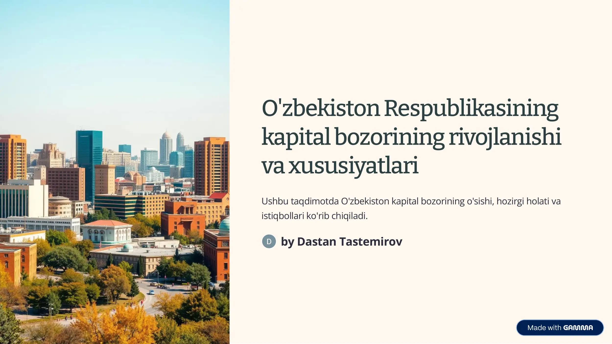 O'zbekiston Respublikasining kapital bozorining rivojlanishi va xususiyatlari