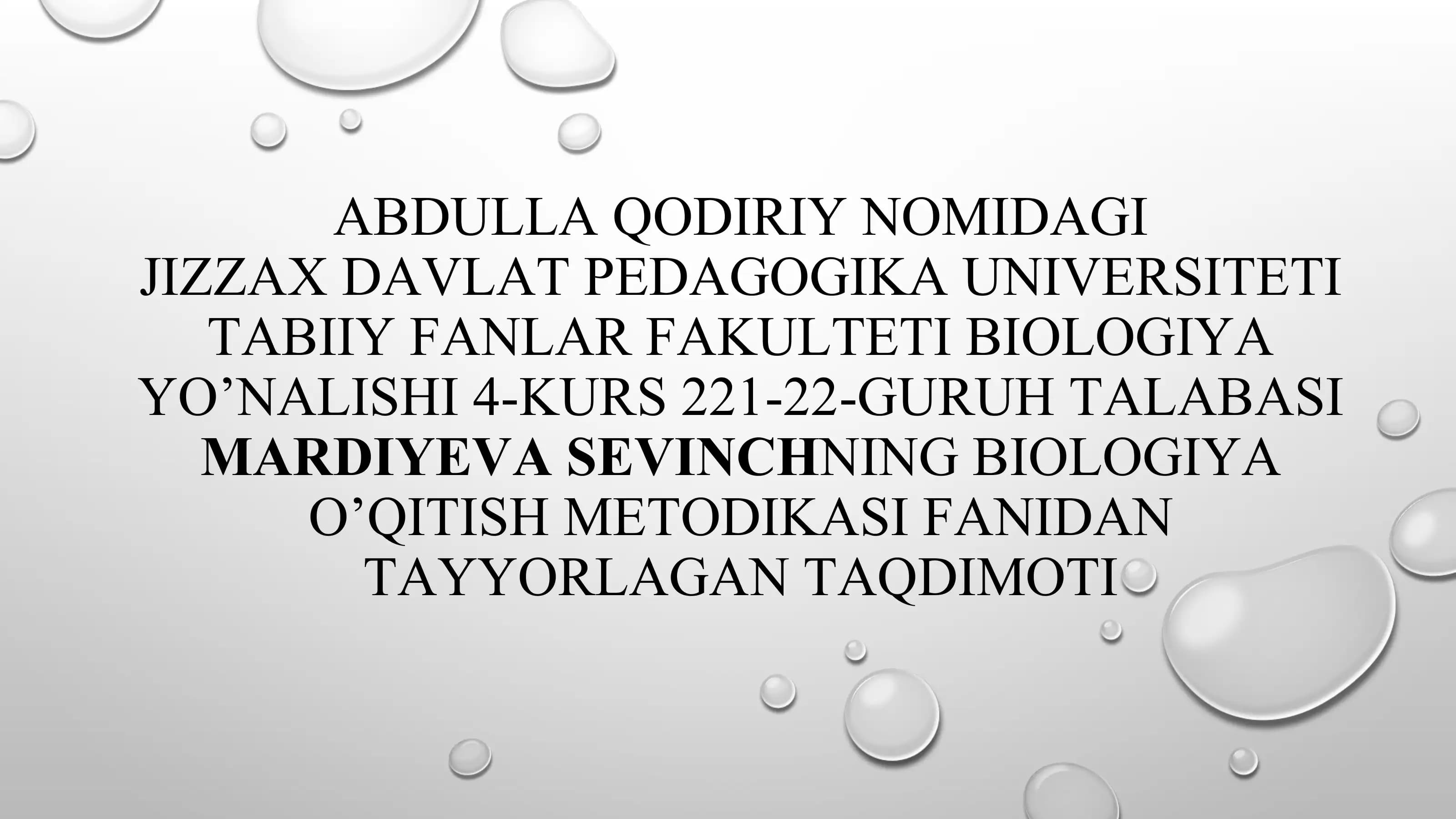 Tabiiy fanlarni o‘qitish metodikasi va tashkil etish turlari