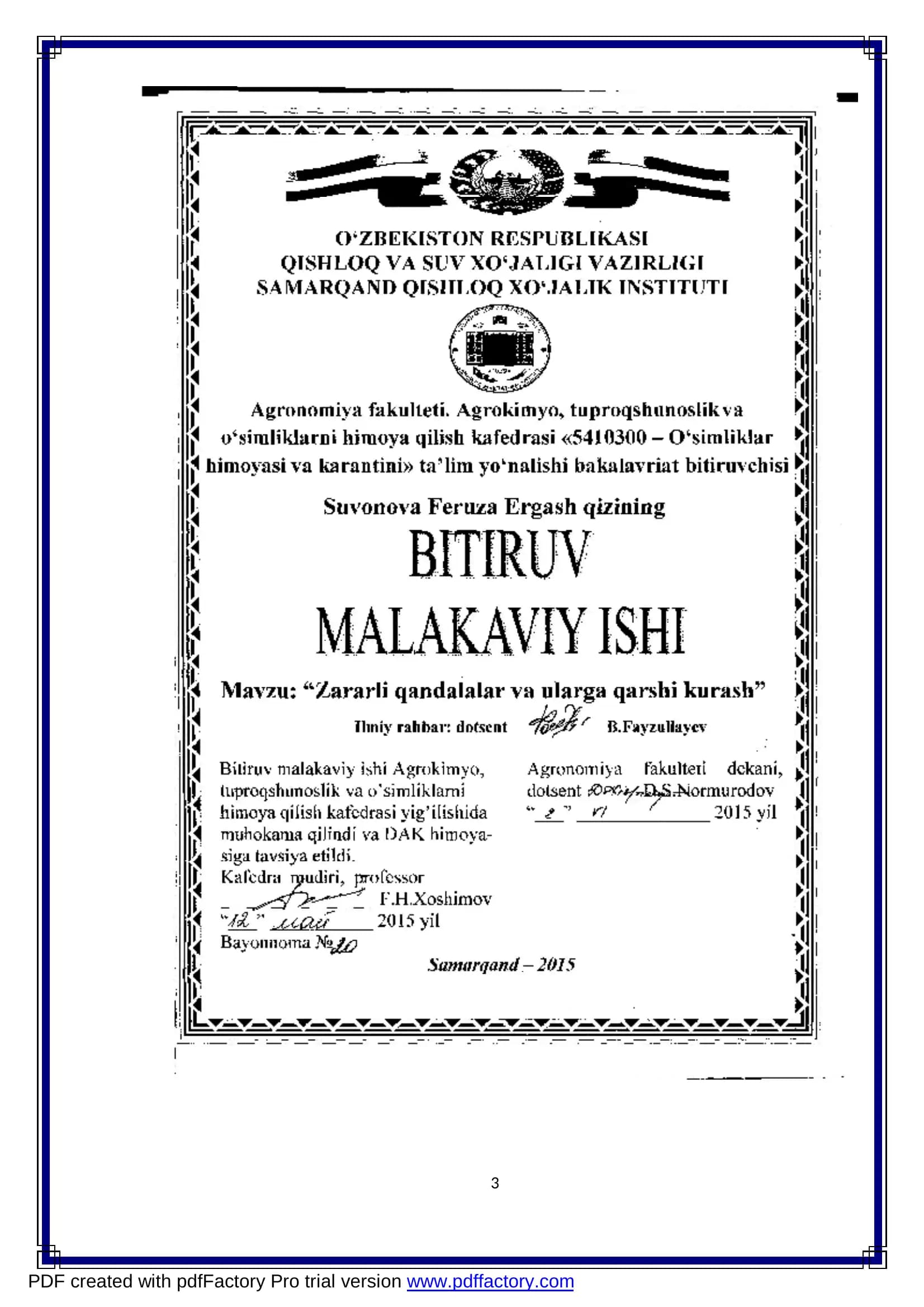 Qishloq xo’jalik ekinlari hosilini olish