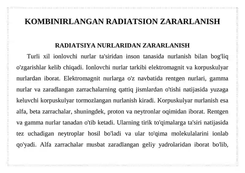 KOMBINIRLANGAN RADIATSION ZARARLANISH