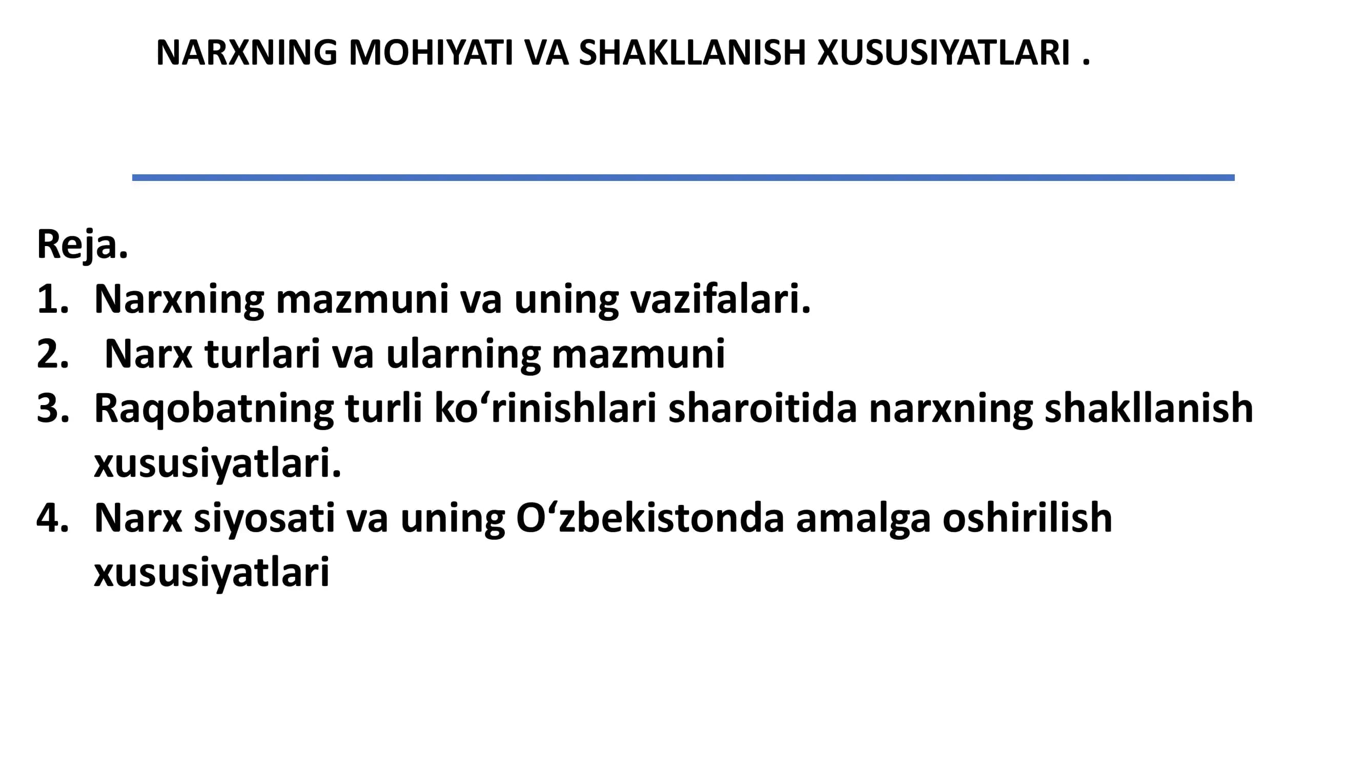 Narxning Mohiyati va Shakllanish Xususiyatlari