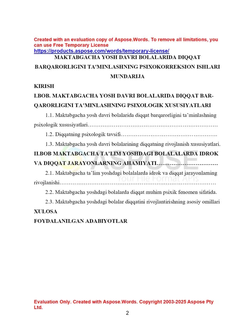Maktabgacha yosh davri bolalarida diqqat barqarorligini ta’minlashning psixokorreksion ishlari