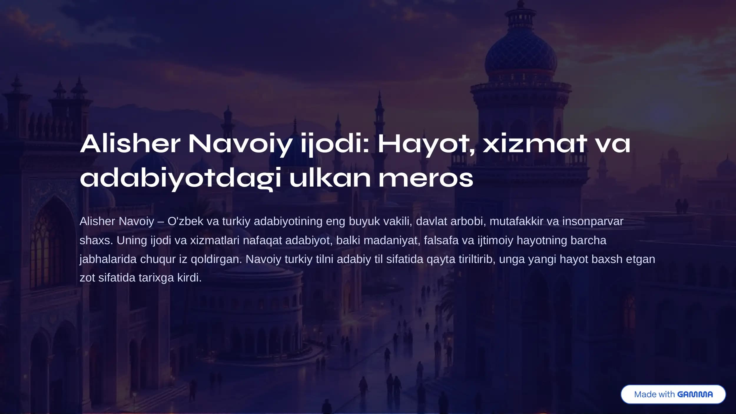 Alisher Navoiy ijodi