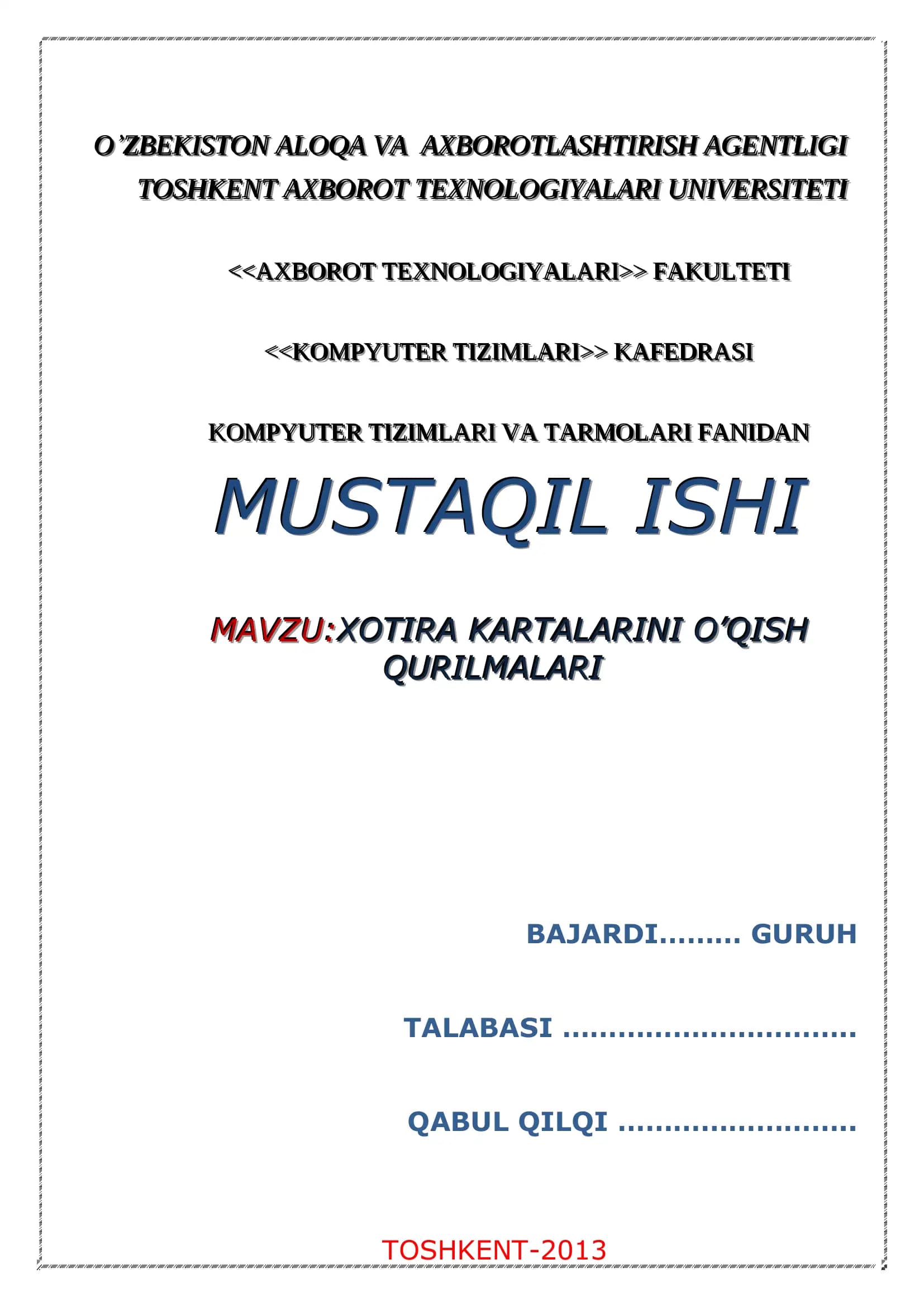 Xotira kartalarini o’qish qurilmalari