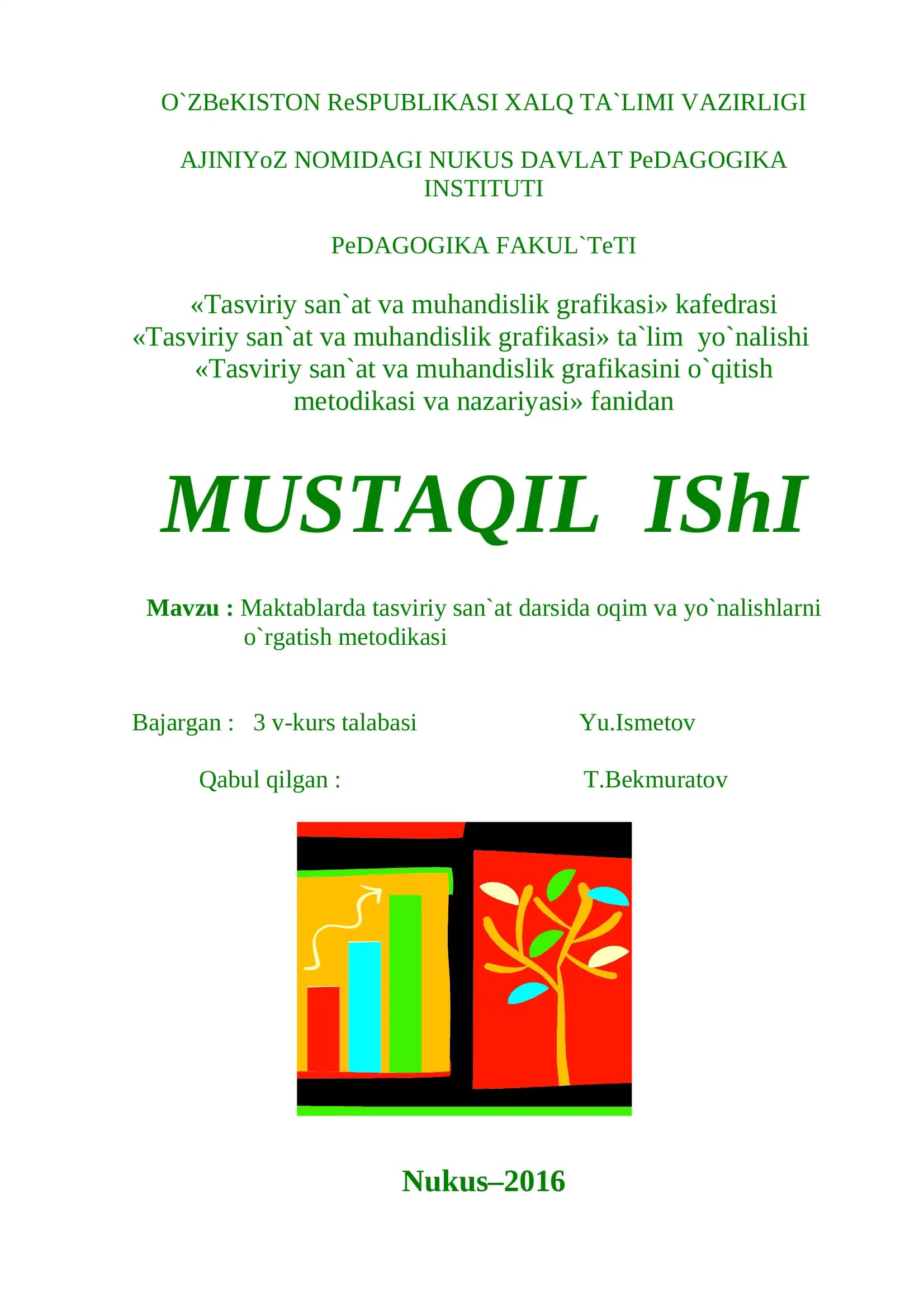"Tasviriy san'at va muhandislik grafikasi" kafedrasi