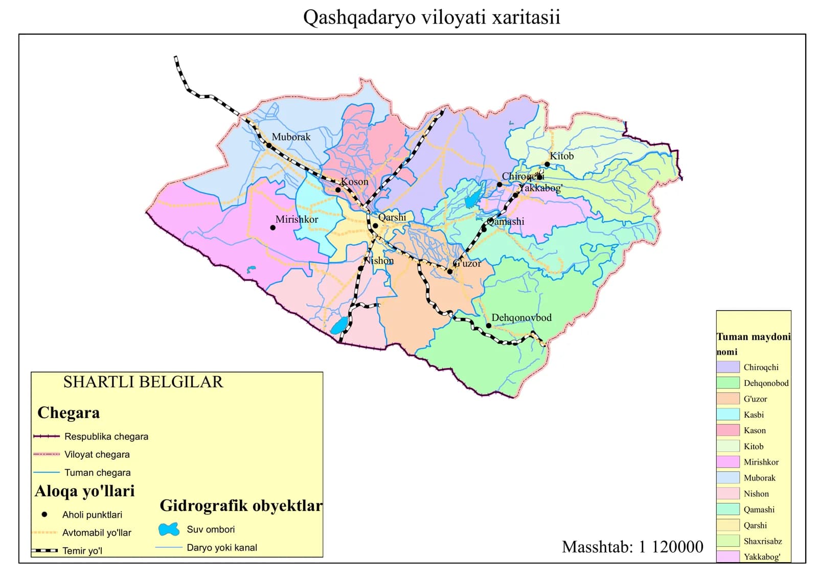 Qashqadaryo viloyati xaritasi