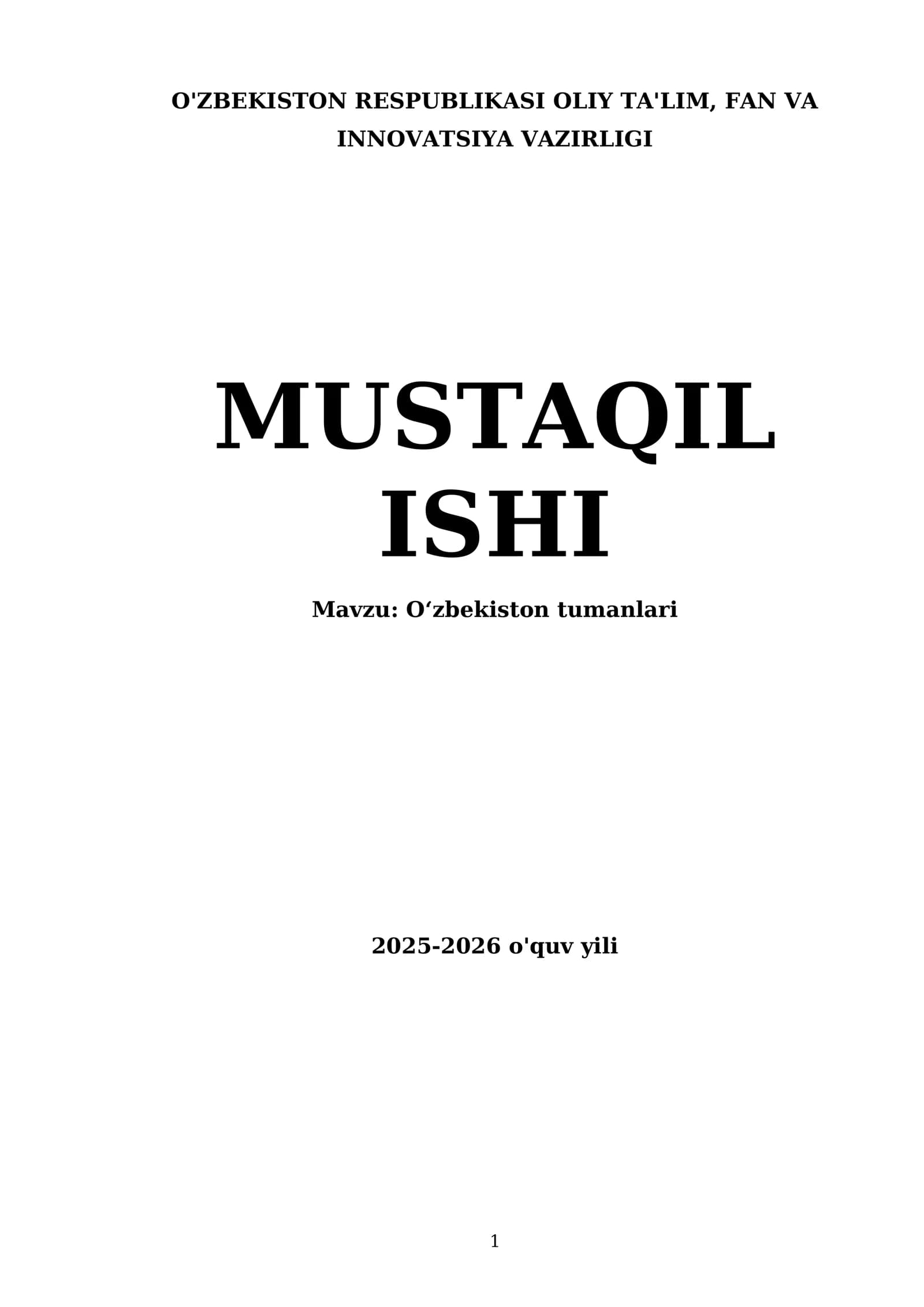 O'zbekiston tumanlari 2025-2026 o'quv yili