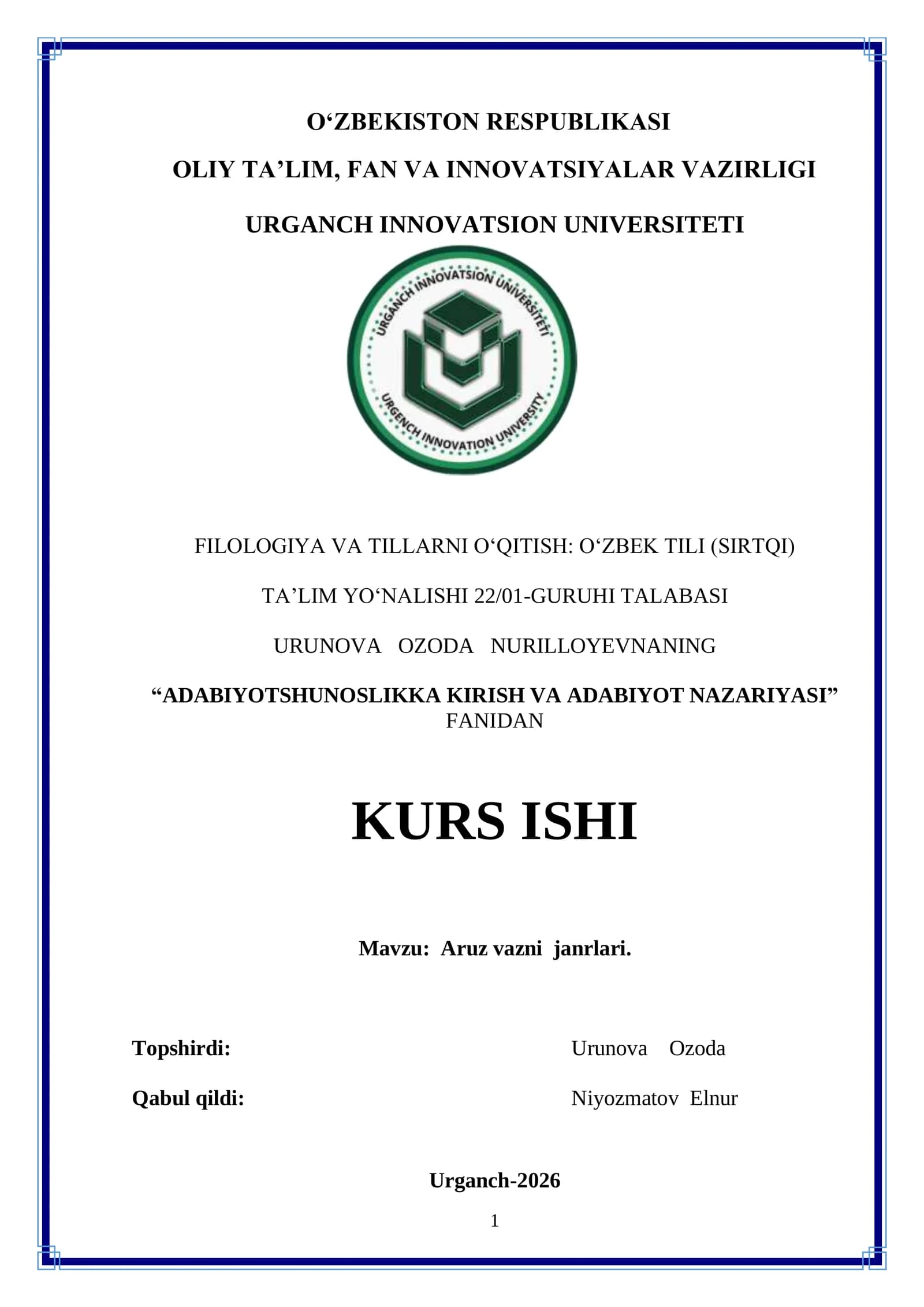 Aruz vazni janrlari