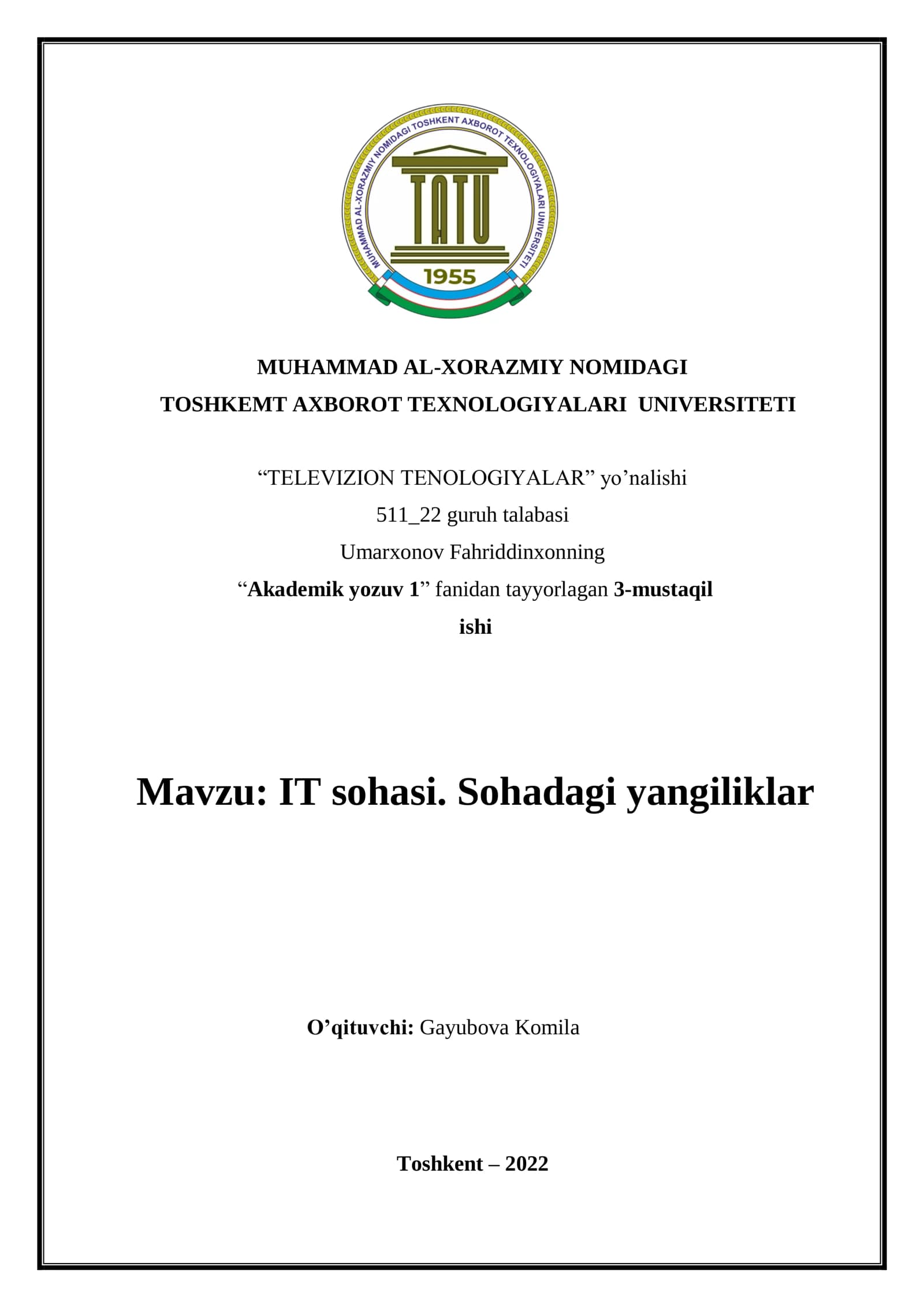 IT sohasi. Sohadagi yangiliklar