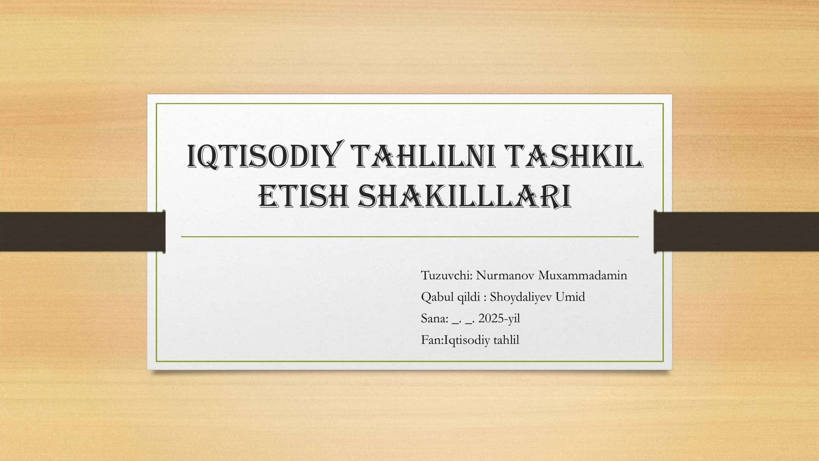 iqtisodiy tahlilni tashkil etish shakillari