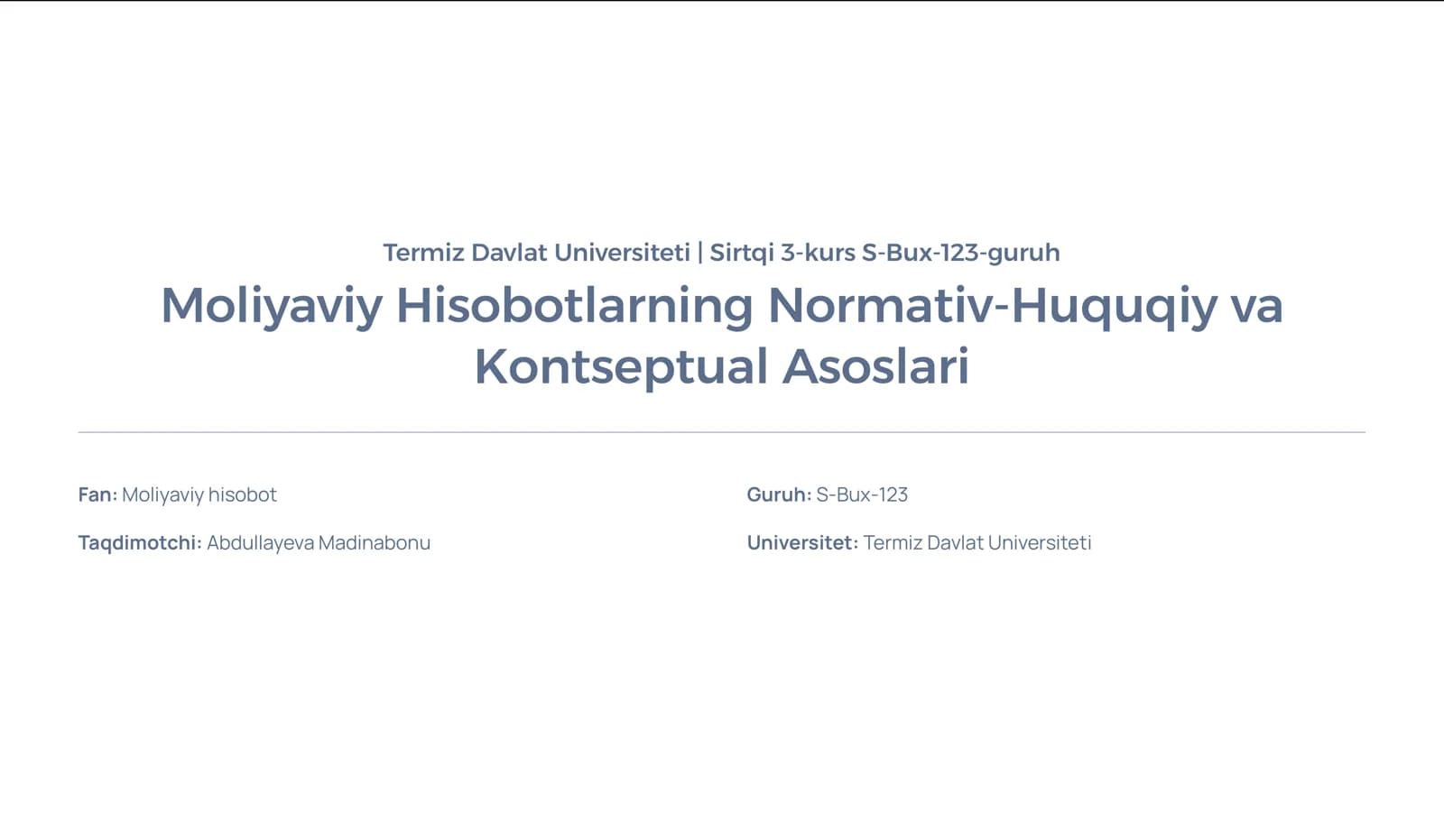 Moliyaviy Hisobotlarning Normativ-Huquqiy va Kontseptual Asoslari