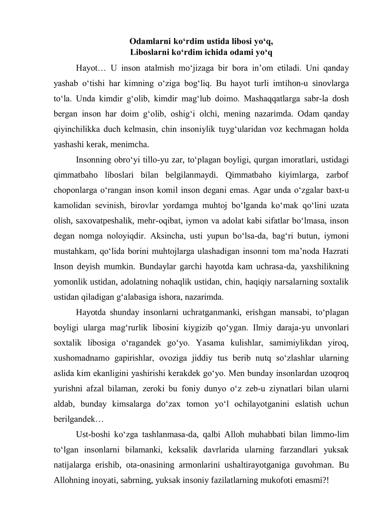 Hayotning ma'nosi
