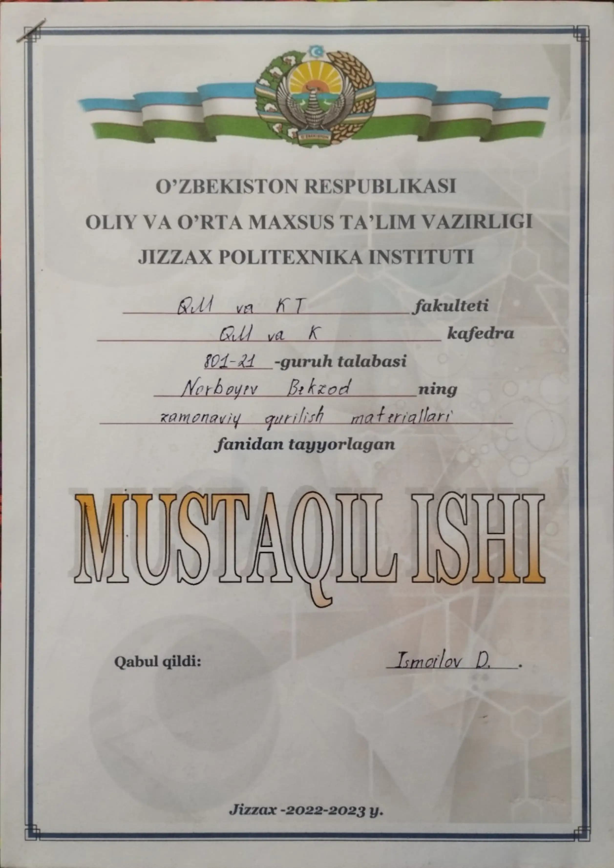 Epoksid smola asosida zamonaviy qurilish materiallari