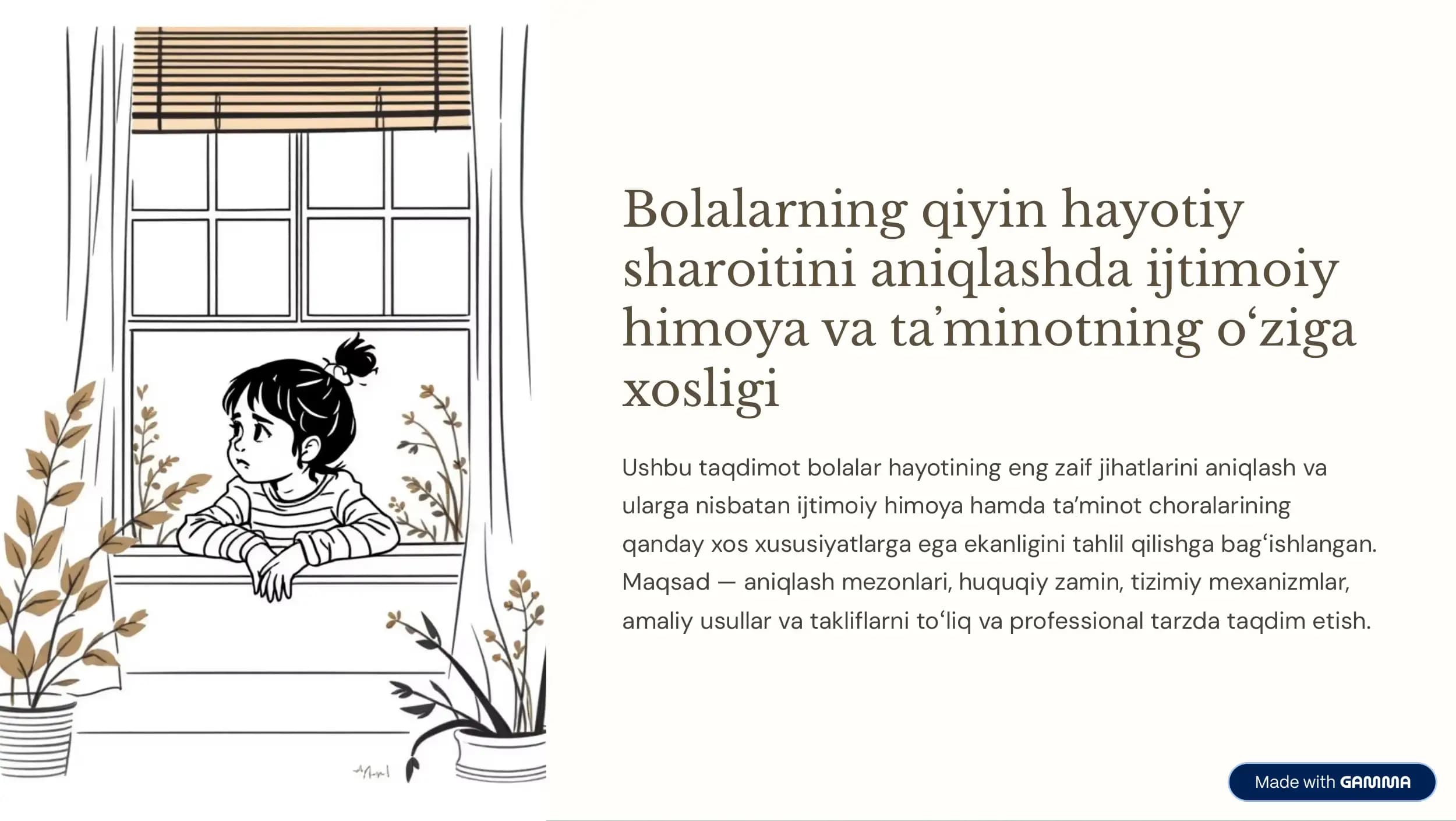 Bolalarning qiyin hayotiy sharoitini aniqlash