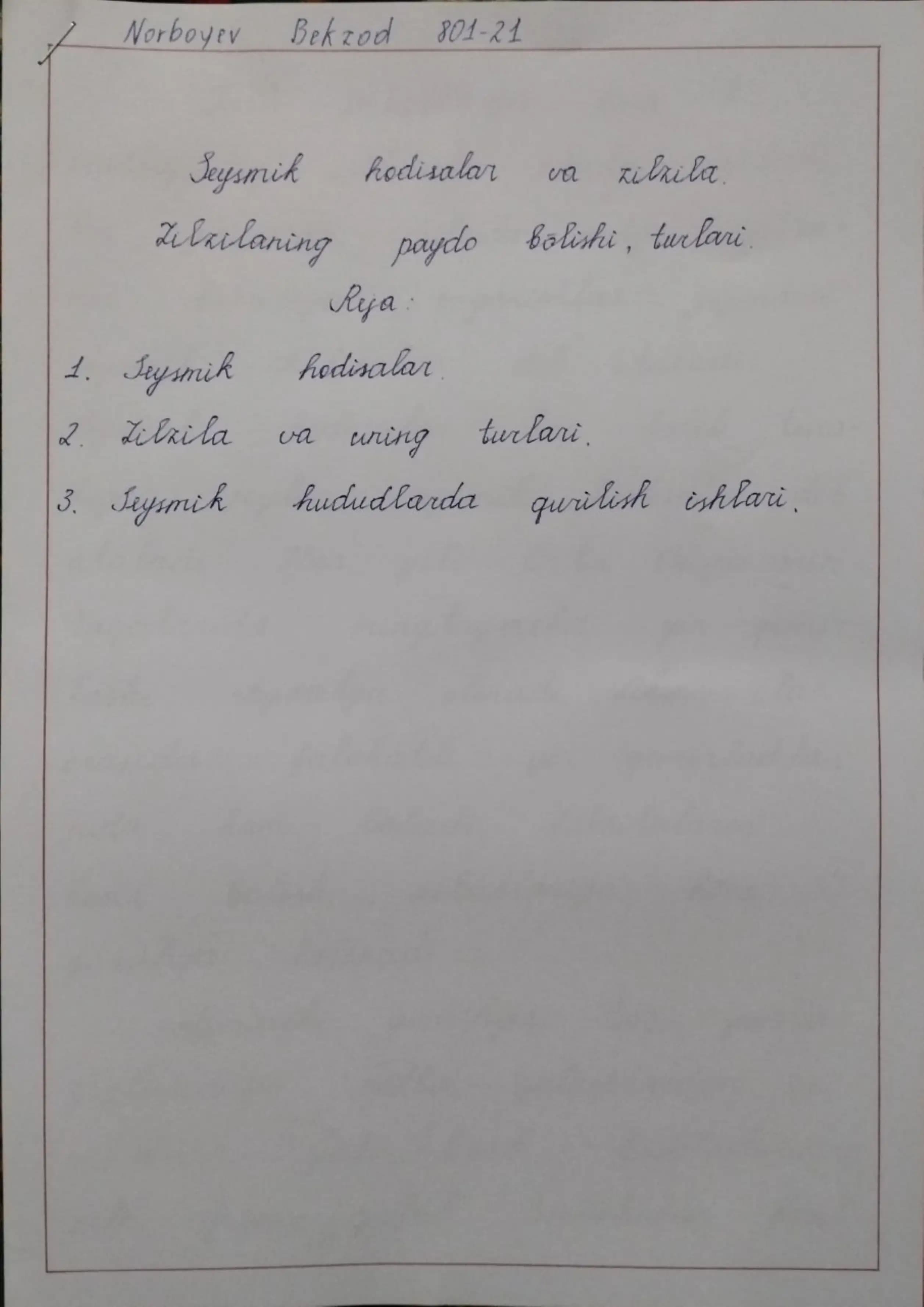 Seysmik hodisalar va zilzila