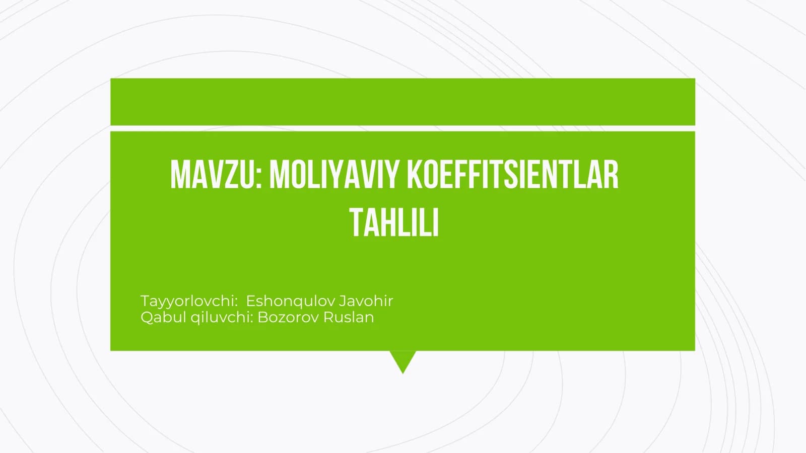 Moliyaviy koeffitsientlar tahlili