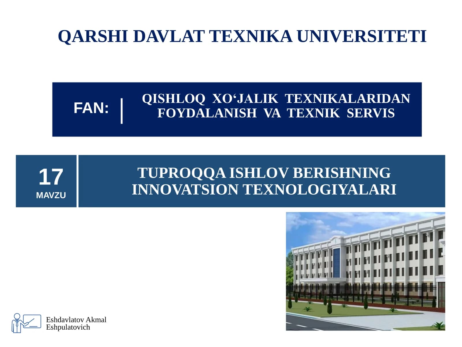 TUPROQQA ISHLOV BERISHNING INNOVATSION TEXNOLOGIYALARI