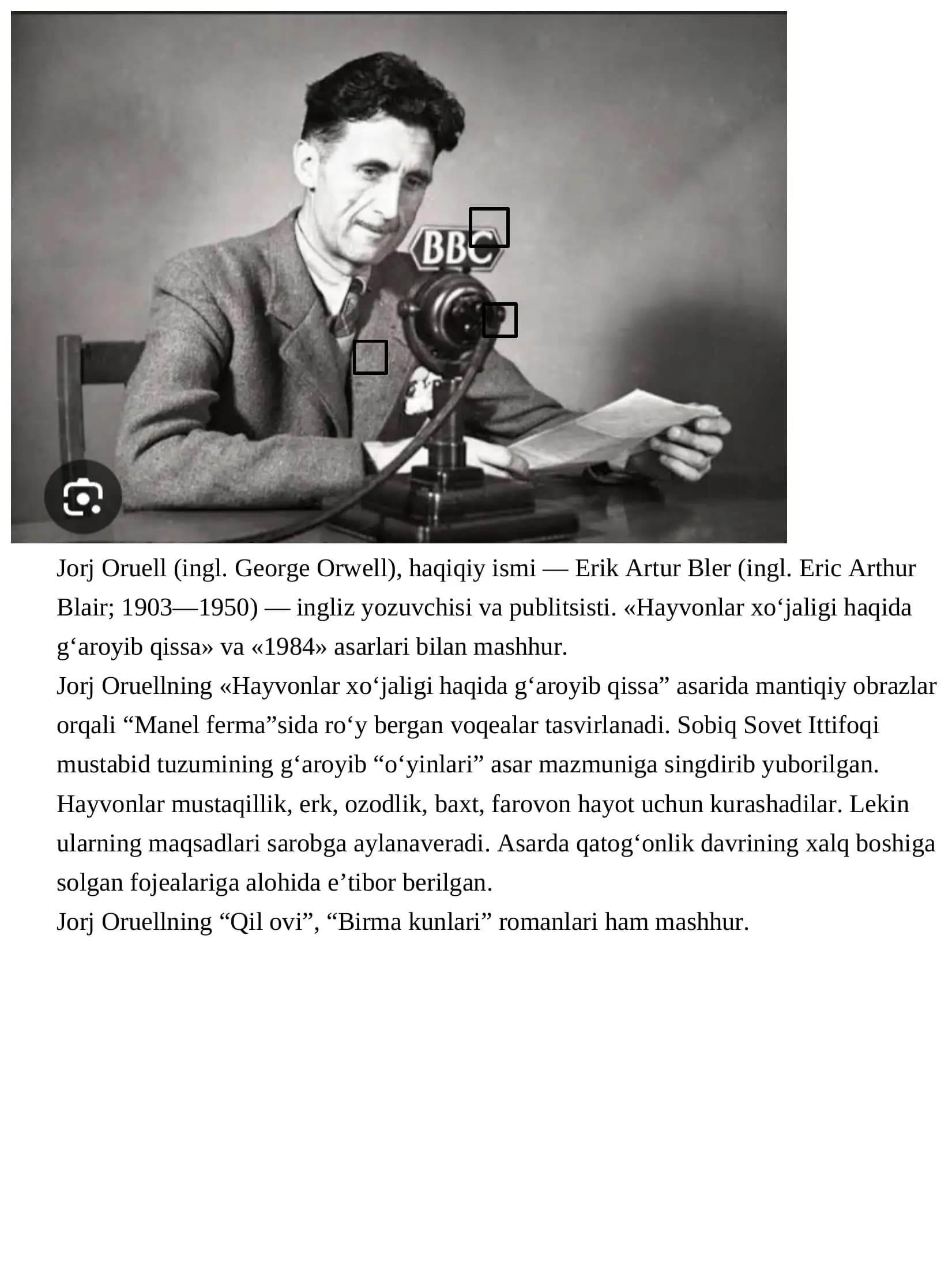 Jorj Oruellning "Hayvonlar xo‘jaligi haqida g‘aroyib qissa"